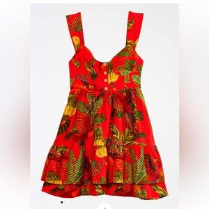 NWT Farm Rio forest birds linen blend dress